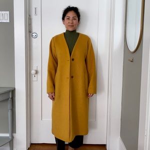 Heavy Wool Blend Coat with Removable Hood